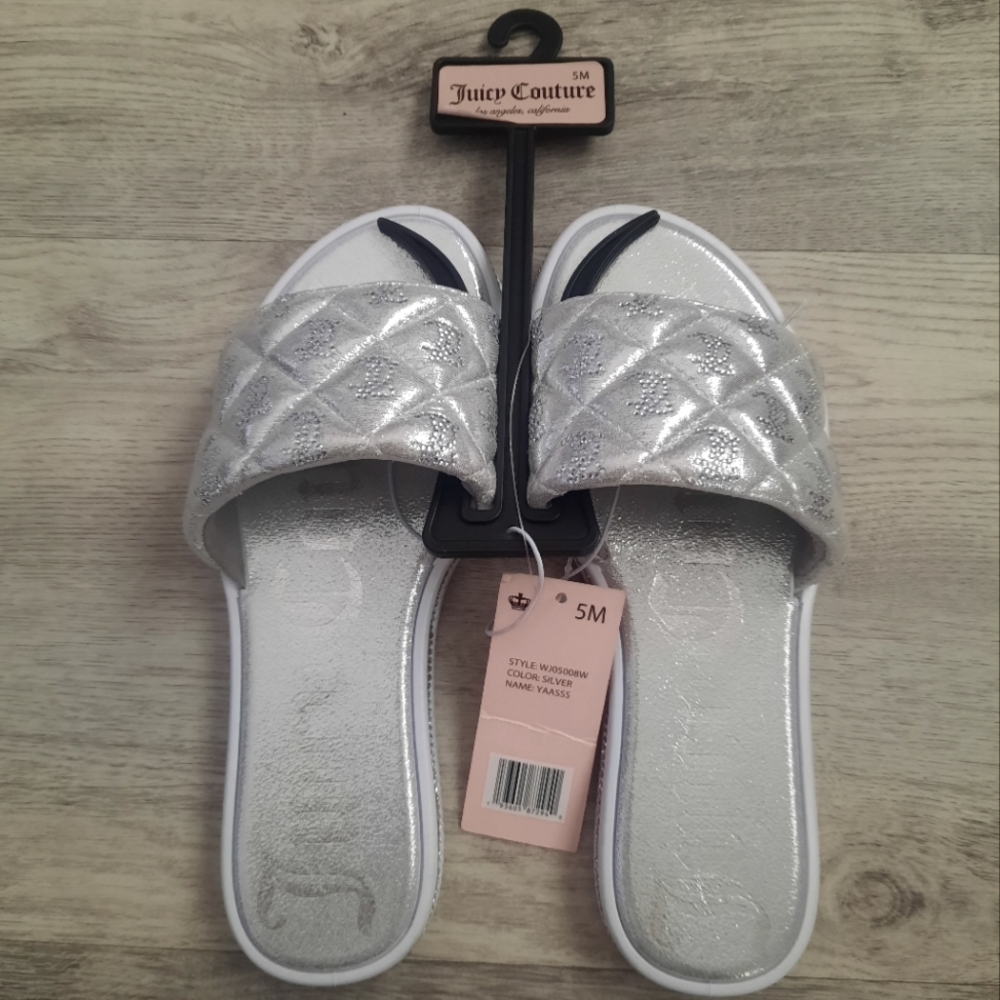 Juicy Couture Silver Girls Slides